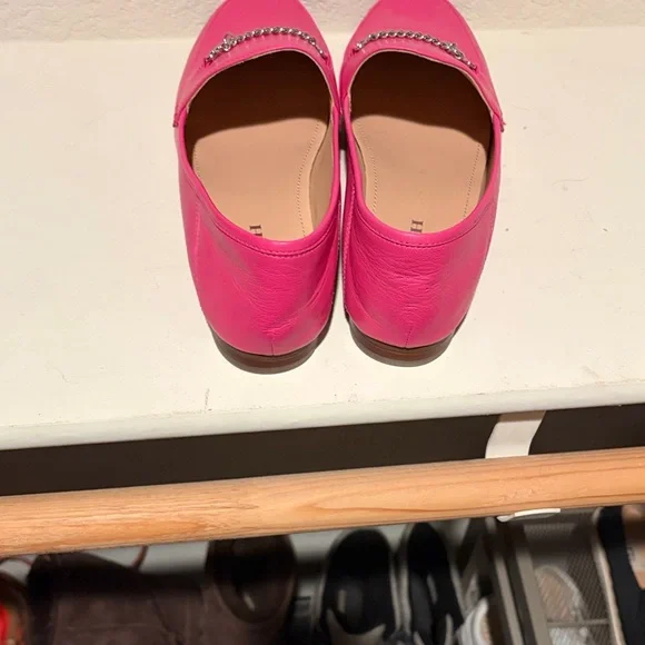 Coach Fuchsia Leather Chain Loafers - Picture 3 of 3